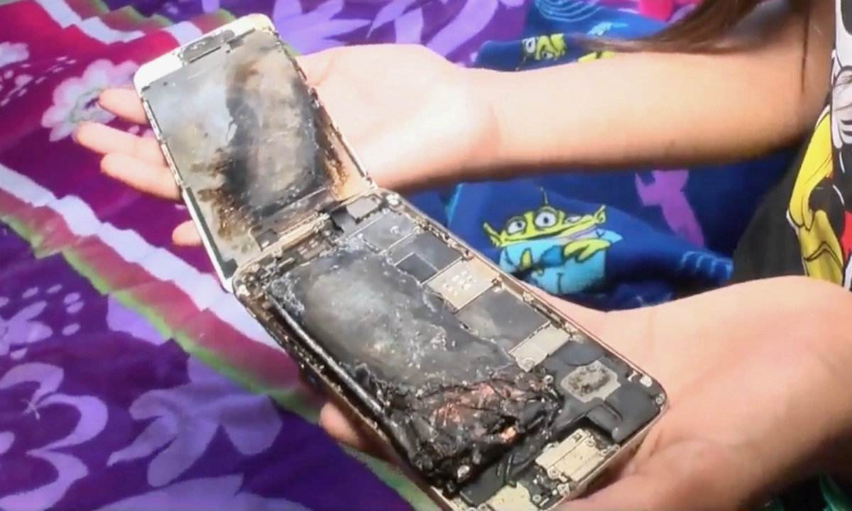 聆韵 女子400元买“聆韵M6”手机 突然在胸前爆炸起火