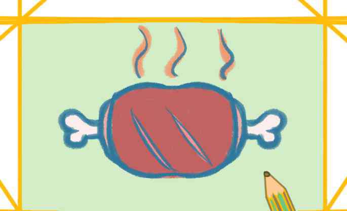 牛肉简笔画 香喷喷的烤肉上色简笔画要怎么画