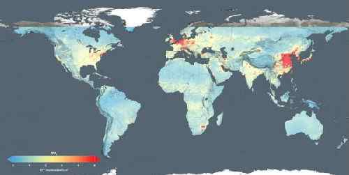 雾霾图 NASA发布全球雾霾地图：中国雾霾令人震惊