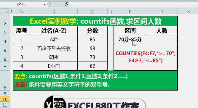 countifs函数 Excel中统计某个数值区间的个数 COUNTIFS函数简单又实用