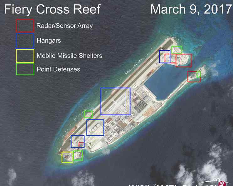南海局势图 南海局势最新情况 美智库：中国在南海三大岛礁军事设施全面完工
