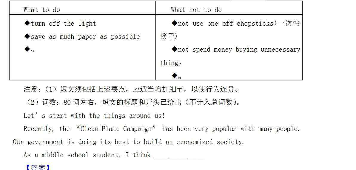 光盘行动英语作文 初中英语作文：光盘行动