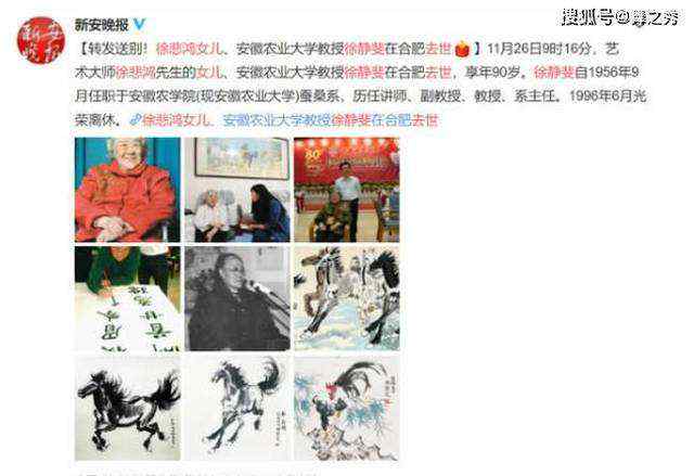 徐悲鸿子女 徐悲鸿女儿去世，享年90 岁！