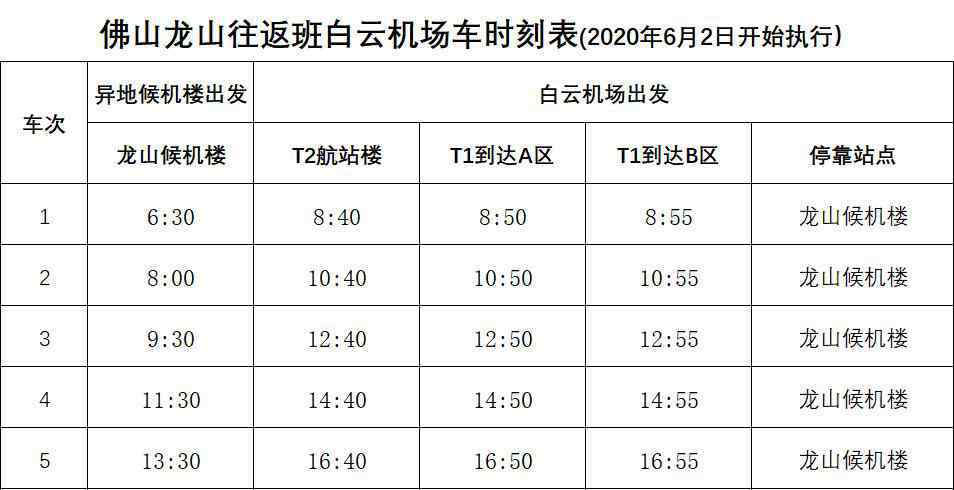 广州机场快线 6月2日起，白云机场空港快线将恢复多条大巴线路