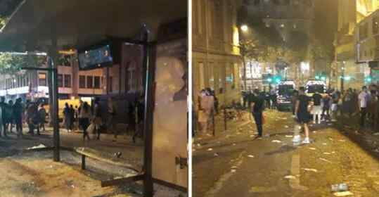 巴黎狂欢发生暴乱 狂欢人群混入打砸抢分子！巴黎狂欢发生暴乱 人群慌乱逃离