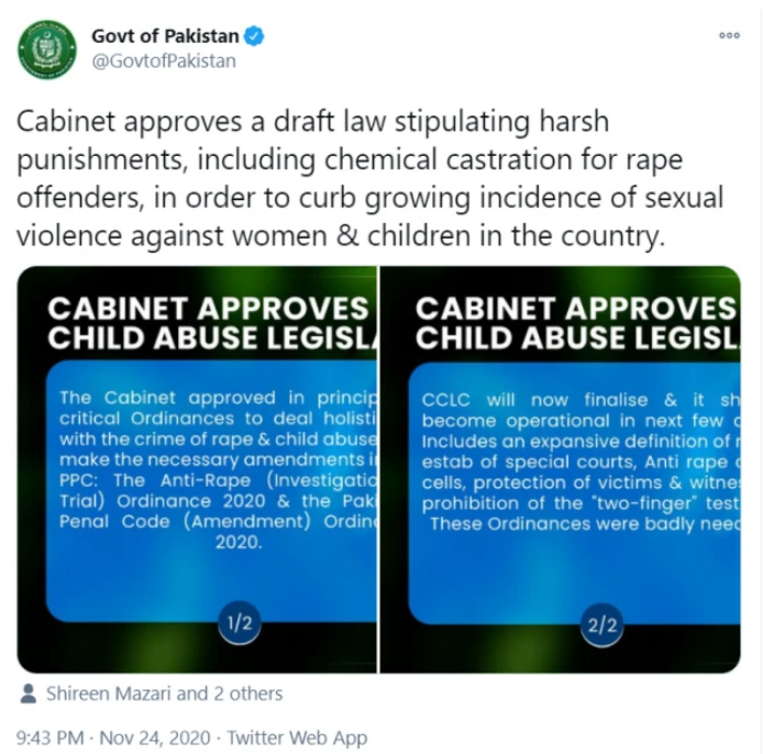 巴基斯坦批准化学阉割强奸犯 究竟是怎么一回事