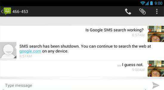 谷歌短信 Google正式关闭短信搜索功能