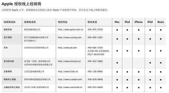 iphone经销商 苹果更新授权经销商名单 京东在列