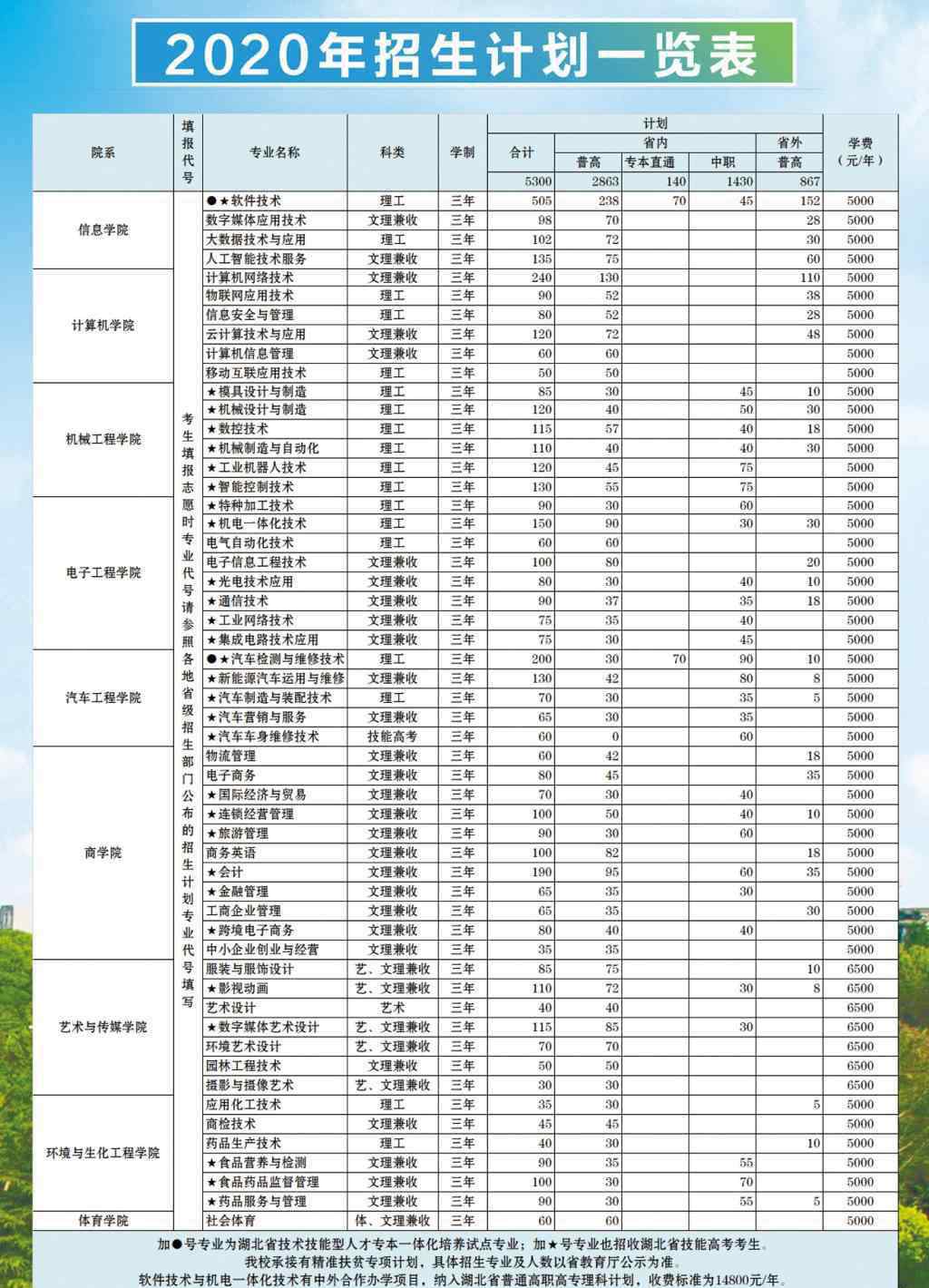 武汉软件职业技术学院 武汉软件工程职业学院2020招生简章 （分数线+学费）