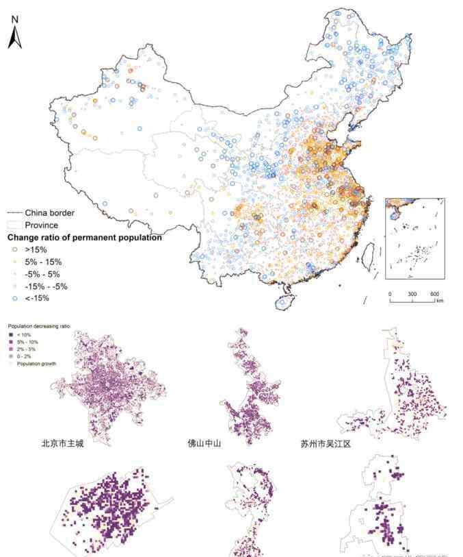 城市人口 中国实体城市的常住人口变化