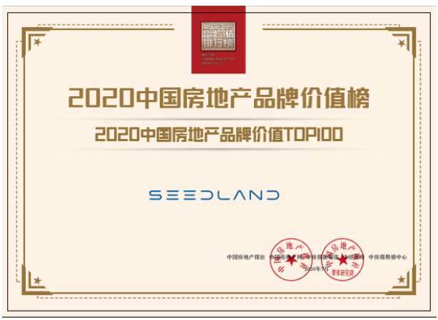 中国地产100强名单 实地地产集团荣膺“2020中国房地产品牌价值TOP100”