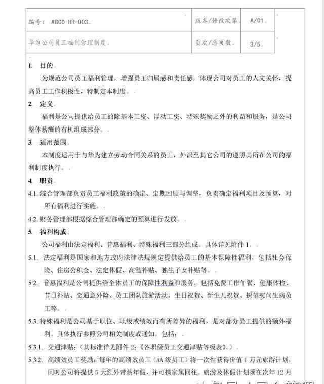 公司员工规章制度 华为公司员工福利管理制度