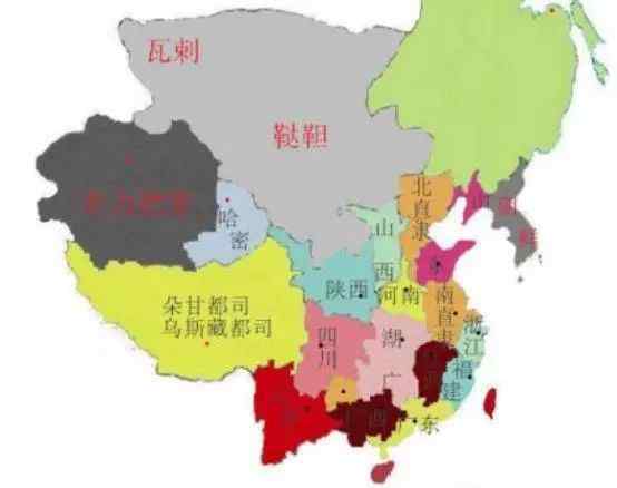 明朝地图 明朝疆域“两京十三省”，一共分15块，为何地图上却画着16块？