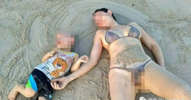 泰国辣妈性感比基尼照遭严厉批评 只因孩子在场