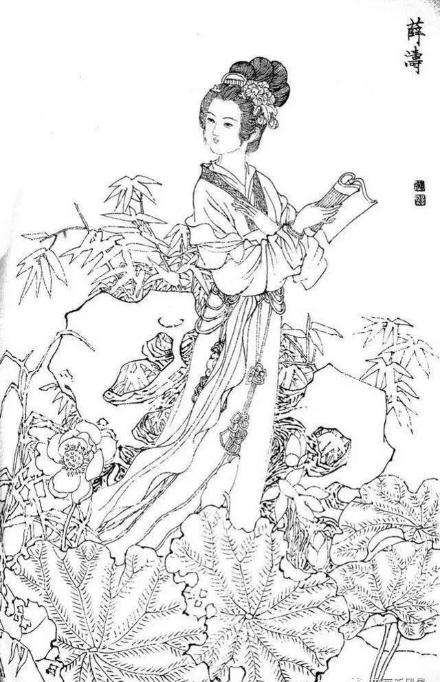 送你32幅漂亮的白描仕女图！