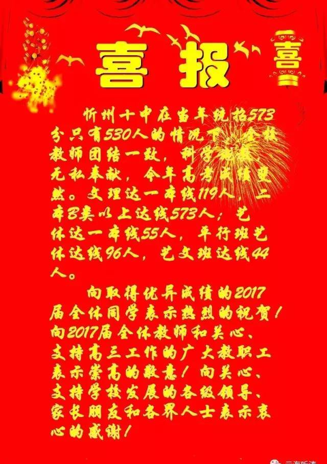 喜报！忻州十中、实验中学、师院附中等学校高考成绩公布，640分以上达5人...