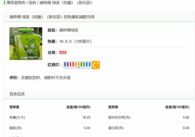 康师傅绿茶包装上所谓的低糖，到底有多低？