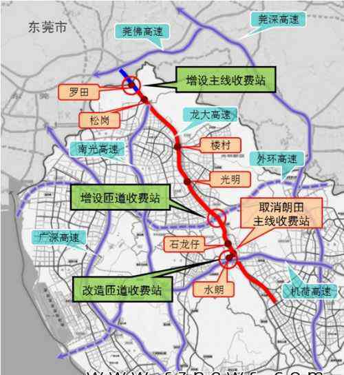 惠深沿海高速公路 深圳4条高速将免费原因 取消收费路段示意图曝光
