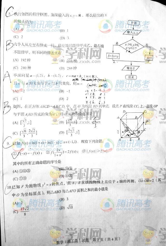 2014年四川高考数学理科试卷