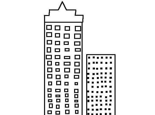 摩天大楼简笔画 城市里的高楼大厦简笔画优秀作品