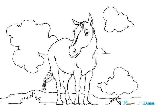 草原简笔画 草原的马儿简笔画图片_马儿童绘画图集