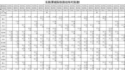 火车时间表查询 长株潭城际铁路列车时刻表查询 途经站点+具体路线图