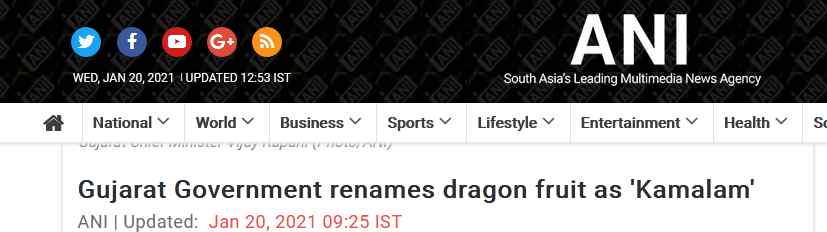 印度地方政府打算给“火龙果”改名 原因竟和中国有关