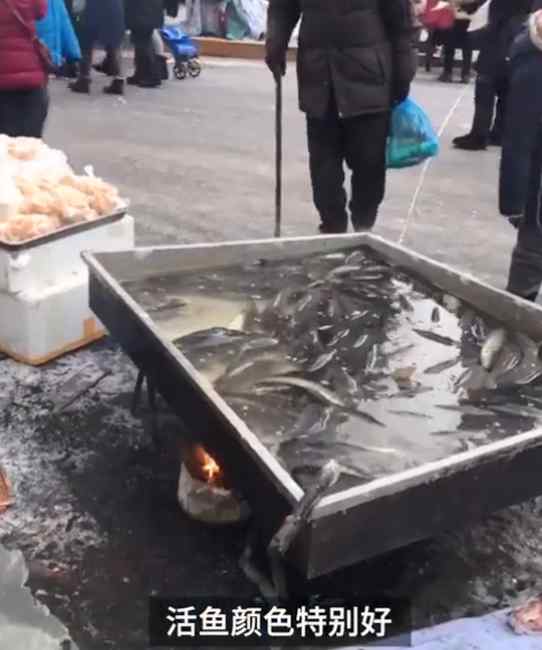 看呆！东北商贩街头零下30度生火煮活鱼为保鲜 网友：温泉鱼？