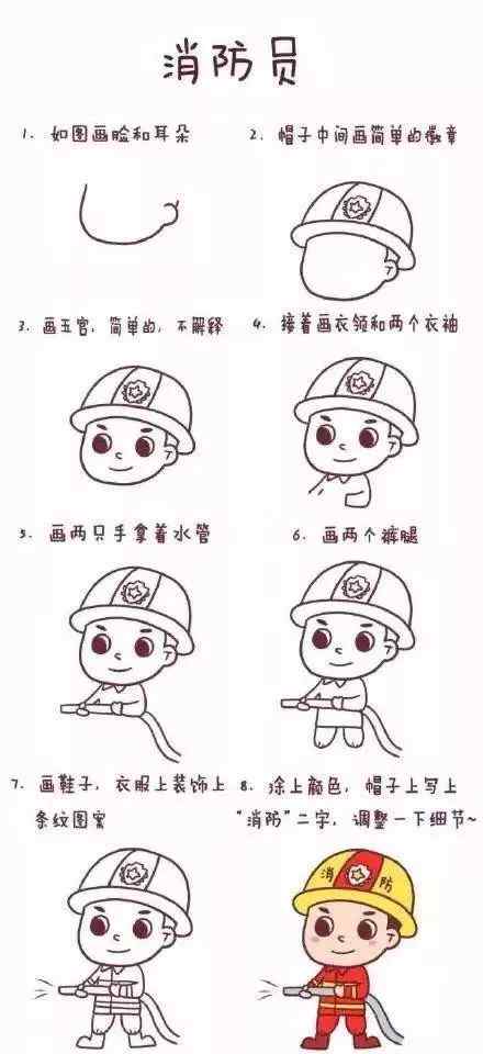 消防员简笔画 【超萌简笔画】教你画个消防员