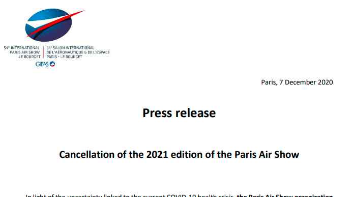 巴黎航展 巴黎航展取消，2021年还有什么可期待？