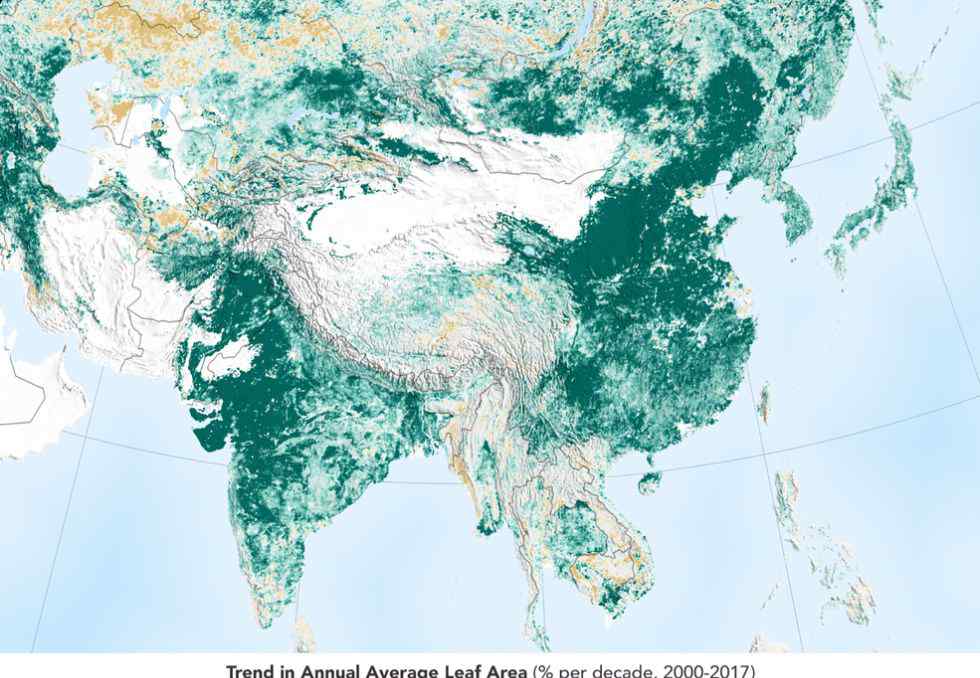 延缓灾难 NASA卫星图里竟藏着这些秘密 网友戏称：中国“绿”了地球