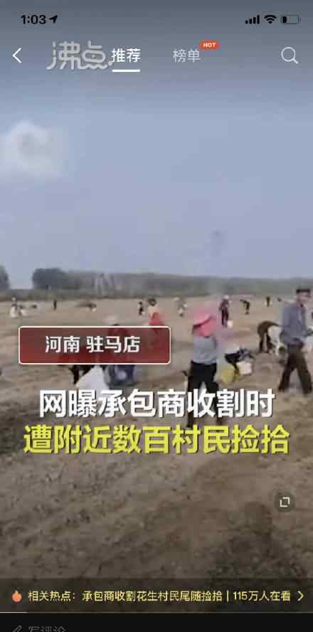 割花生村民尾随捡拾