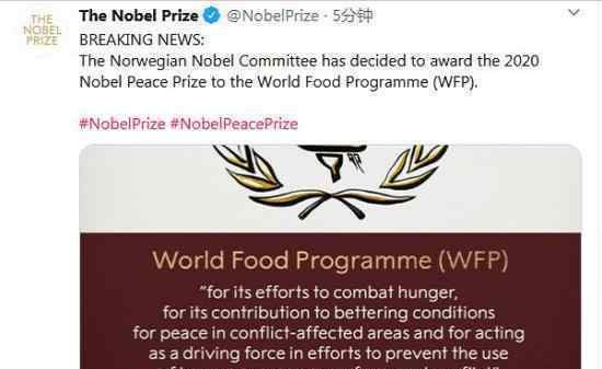 2020年诺贝尔和平奖揭晓 获奖者是谁