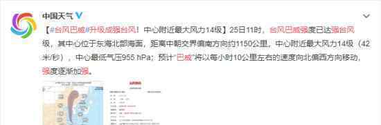 台风巴威升级成强台风 台风位置在哪里将往哪里移动