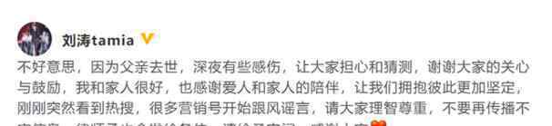 刘涛发文称我和家人很好 王珂投资数字货币疑似谣言