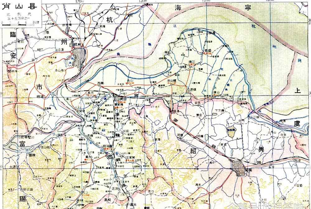 萧山区地图 杭州市老地图系列之肖山县