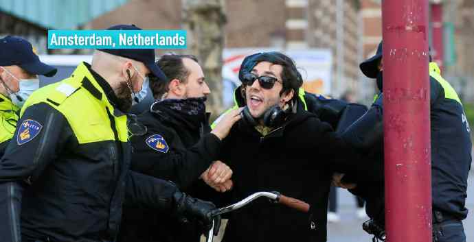 荷兰爆发大规模反封锁抗议