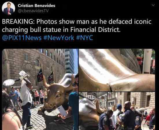 特冯·瓦拉克纽约华尔街著名地标铜牛被砸