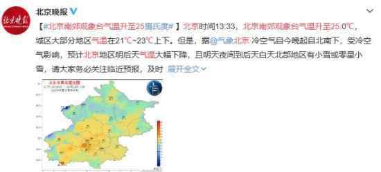 北京南郊观象台气温升至25℃ 具体天气情况如何