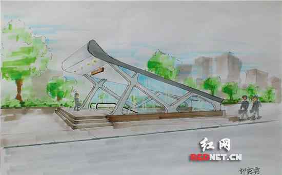 师大路论坛 湖南师大学生手绘八张学校地铁出入口设计图