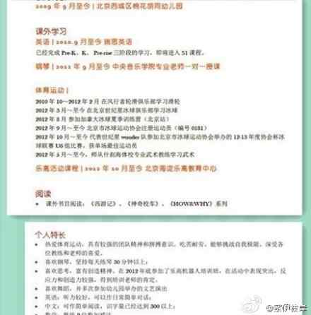 幼儿园简历秒杀白领 逆天了！幼儿园简历秒杀白领