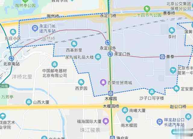 木樨园百荣 北京地铁8号线的木樨园站：地跨丰台、东城两区，西侧是世茂百荣