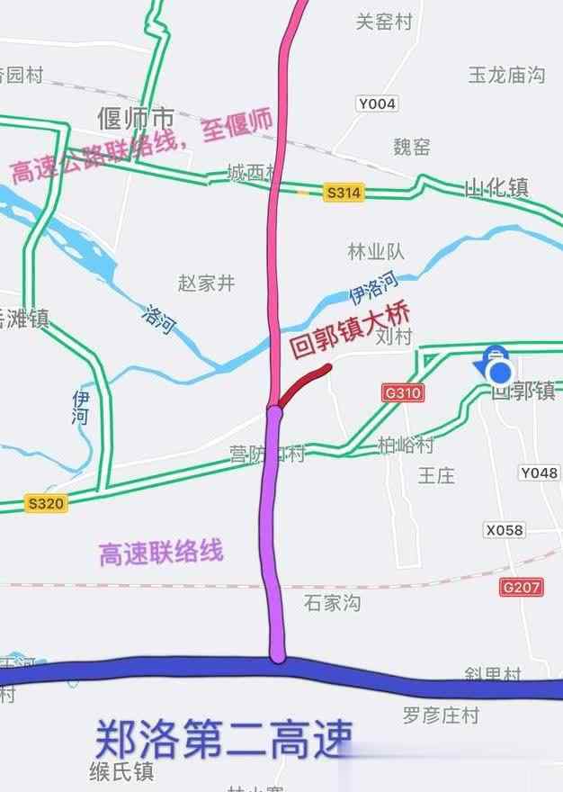 回郭镇地图 310国道巩义回郭镇大桥7月1日通车，回郭镇高速公路入口的规划