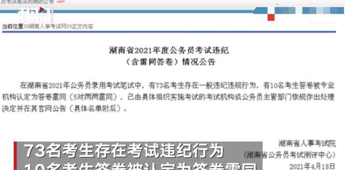 湖南省考83人作弊被通报！73人违纪10人答卷雷同