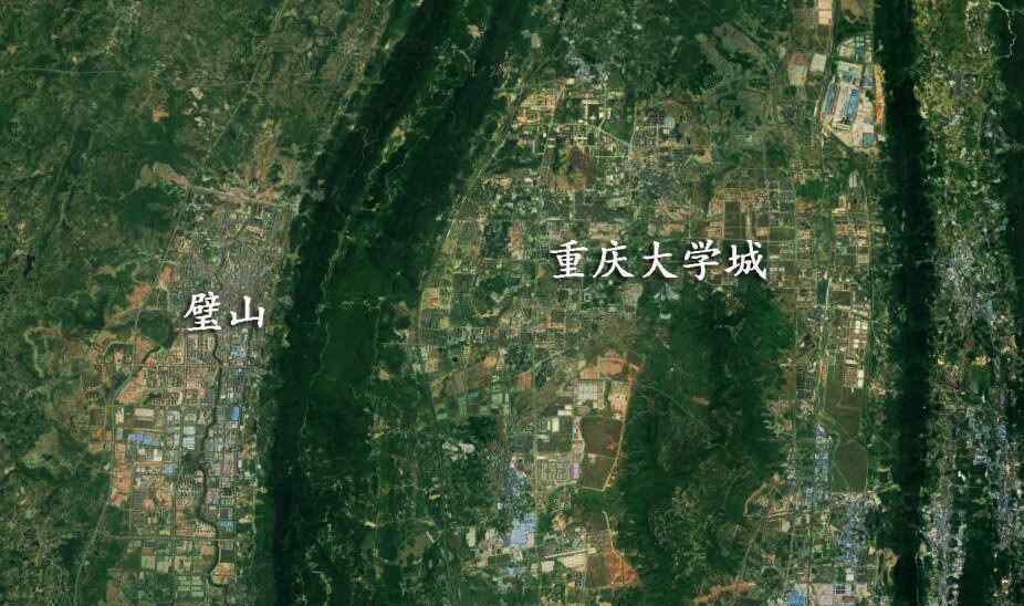 重庆大学城地图 卫星地图看重庆大学城：从一片荒芜，到比璧山城还要大的城区