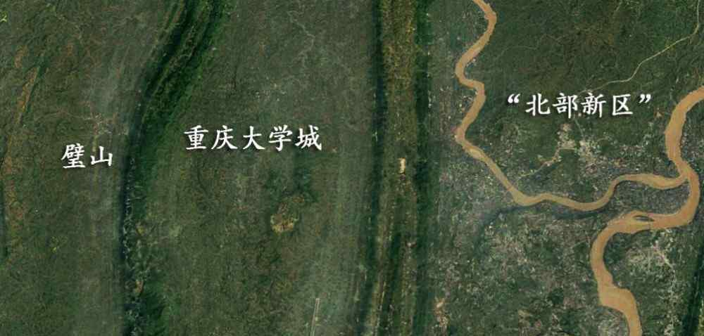 重庆大学城地图 卫星地图看重庆大学城：从一片荒芜，到比璧山城还要大的城区