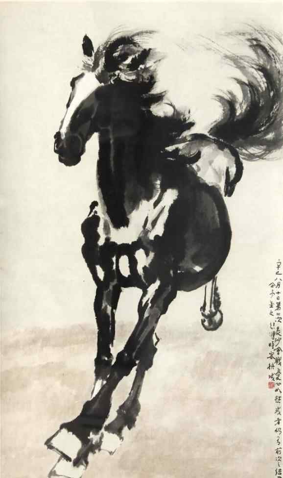 一笔画马 杨西说：“徐悲鸿的马，尾巴是一笔画成的”