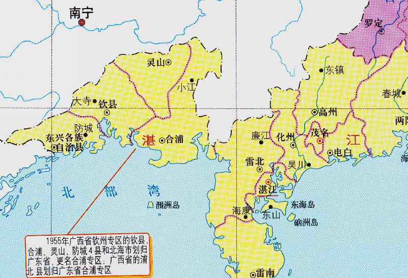 广西撤销自治区改省 广东与广西的区域调整，广东省5个县，为何被划入了广西？