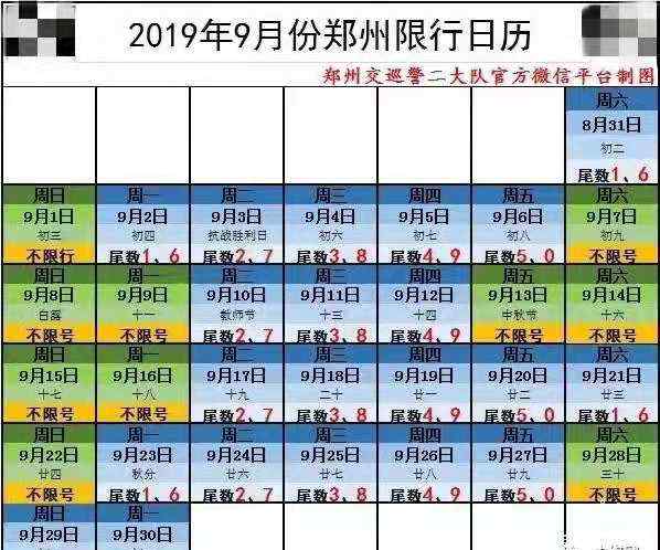 郑州限号规定 郑州市9月最新限号攻略，请收好