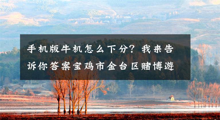 手机版牛机怎么下分？我来告诉你答案宝鸡市金台区赌博游戏厅屡禁不止